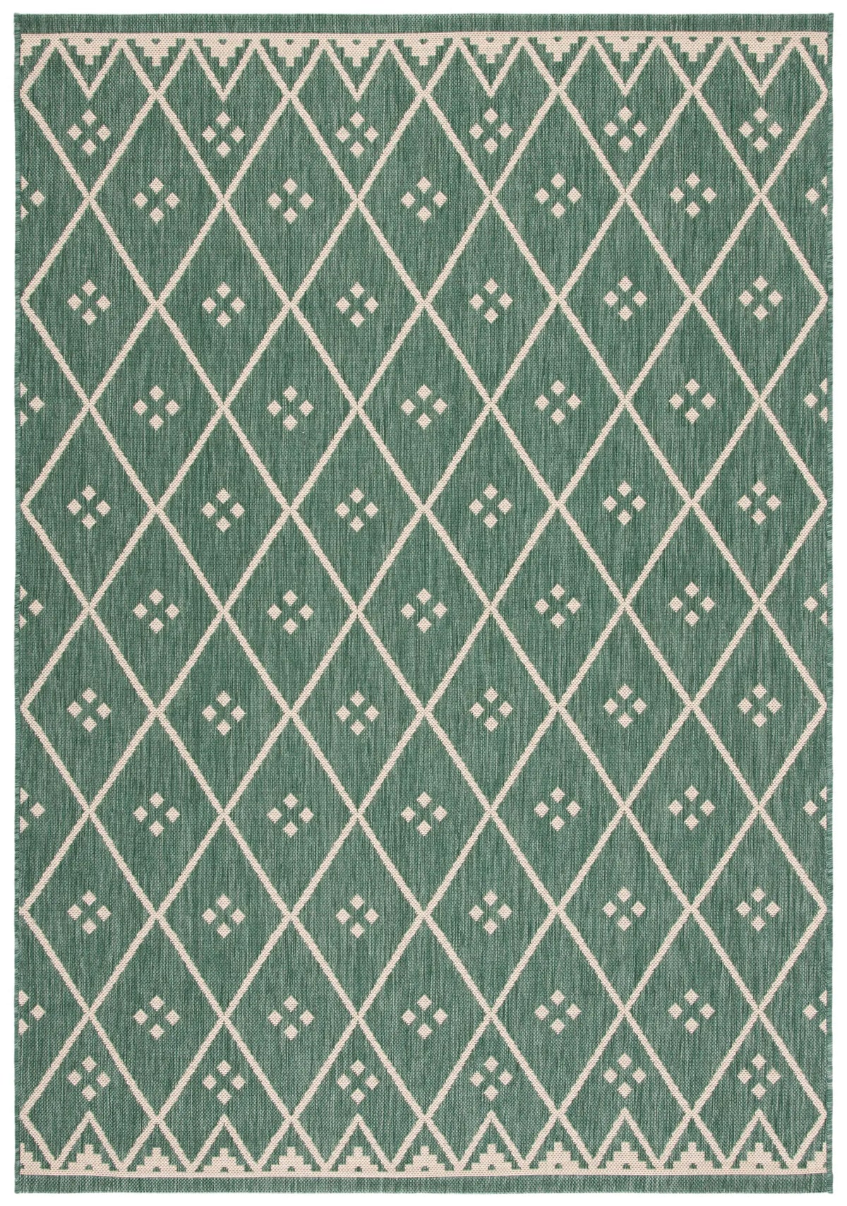 Safavieh Courtyard 4'-0" x 5'-7" Rug in Dark Green / Beige