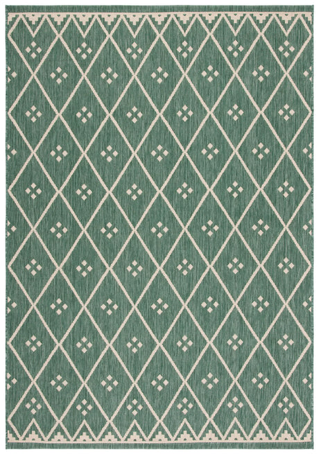 Safavieh Courtyard 4'-0" x 5'-7" Rug in Dark Green / Beige