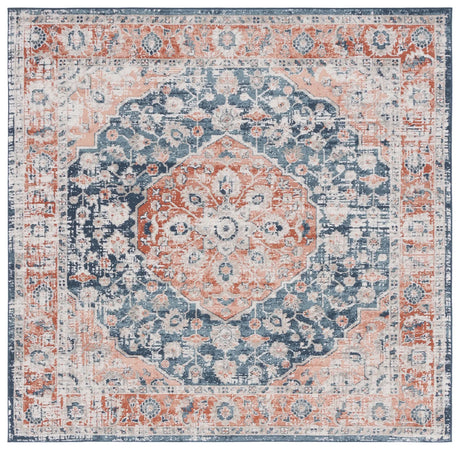 Safavieh Madison 800 6'-7" x 6'-7" Rug in Navy / Rust