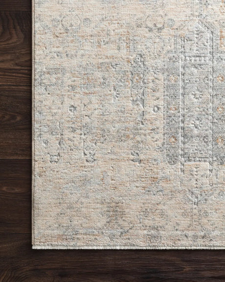 Loloi Pandora Pan-02 Ivory / Mist Rugs - corner on wood