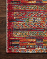 Loloi Mika Mik-09 Red / Multi Rugs - corner on wood
