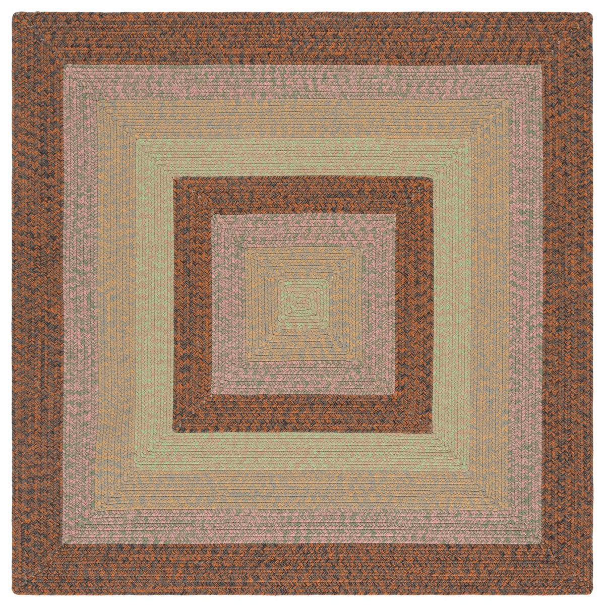 Safavieh Braided 5'-0" x 5'-0" Rug in Dark Brown / Light Green