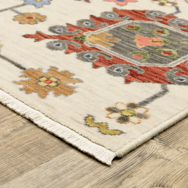 Oriental Weavers Lucca 8111W Ivory/ Multi Rug - corner detail