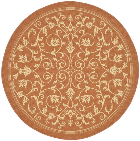 Safavieh Courtyard 5'-3" x 5'-3" Rug in Terracotta / Natural