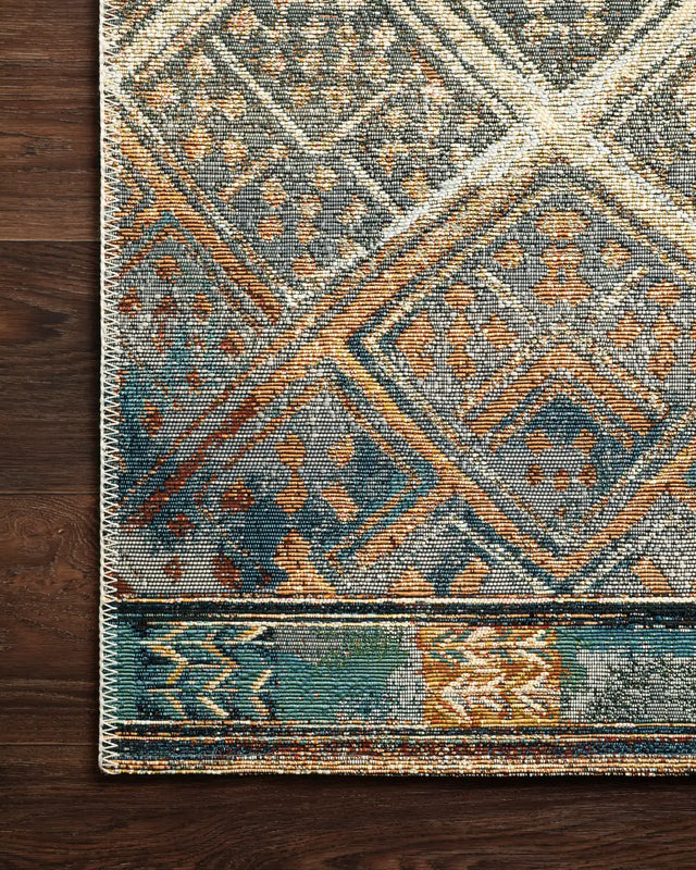 Loloi Mika Mik-02 Ivory / Mediterranean Rugs - corner on wood