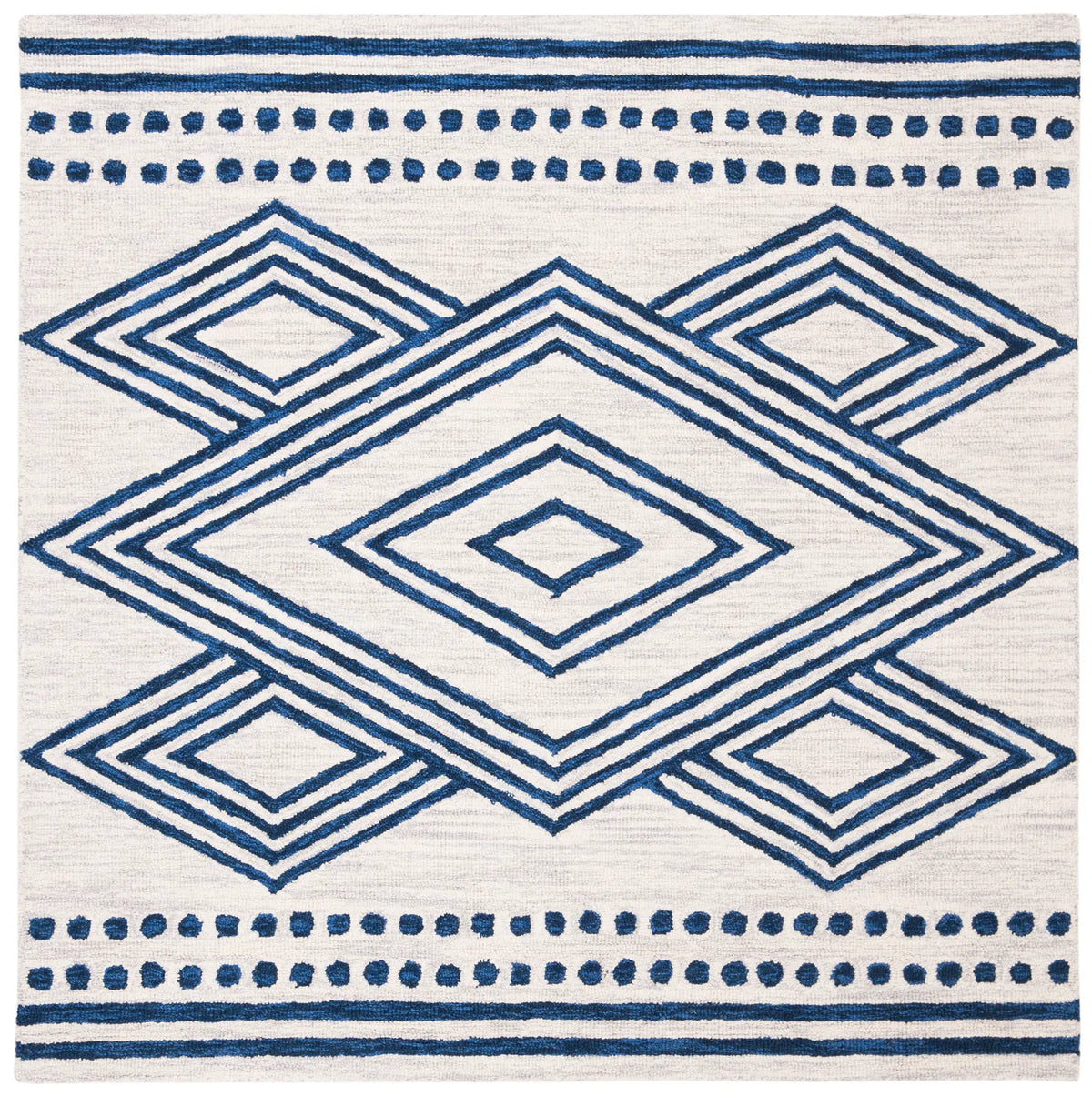 Safavieh Micro-Loop 5'-0" x 5'-0" Rug in Ivory / Navy