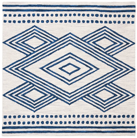Safavieh Micro-Loop 5'-0" x 5'-0" Rug in Ivory / Navy