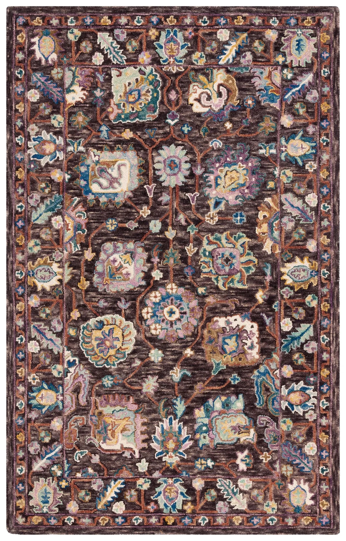 Safavieh Blossom 4'-0" x 6'-0" Rug in Charcoal / Lavender