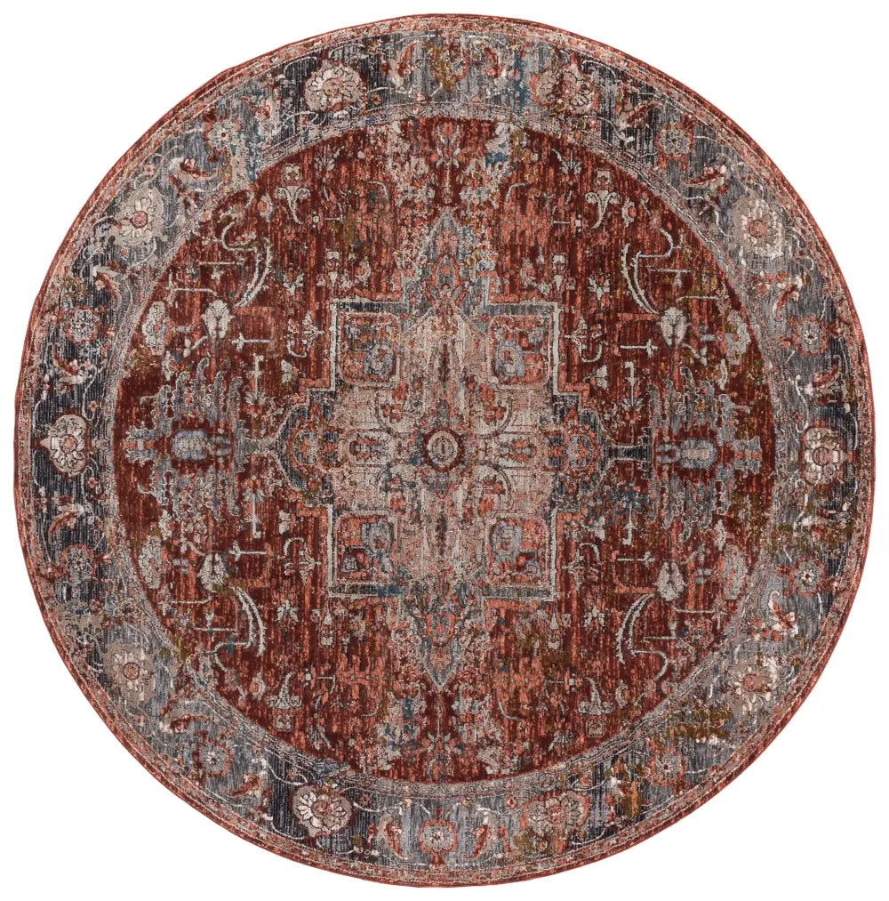 Safavieh Limitee 700 6'-7" x 6'-7" Rug in Beige / Rust