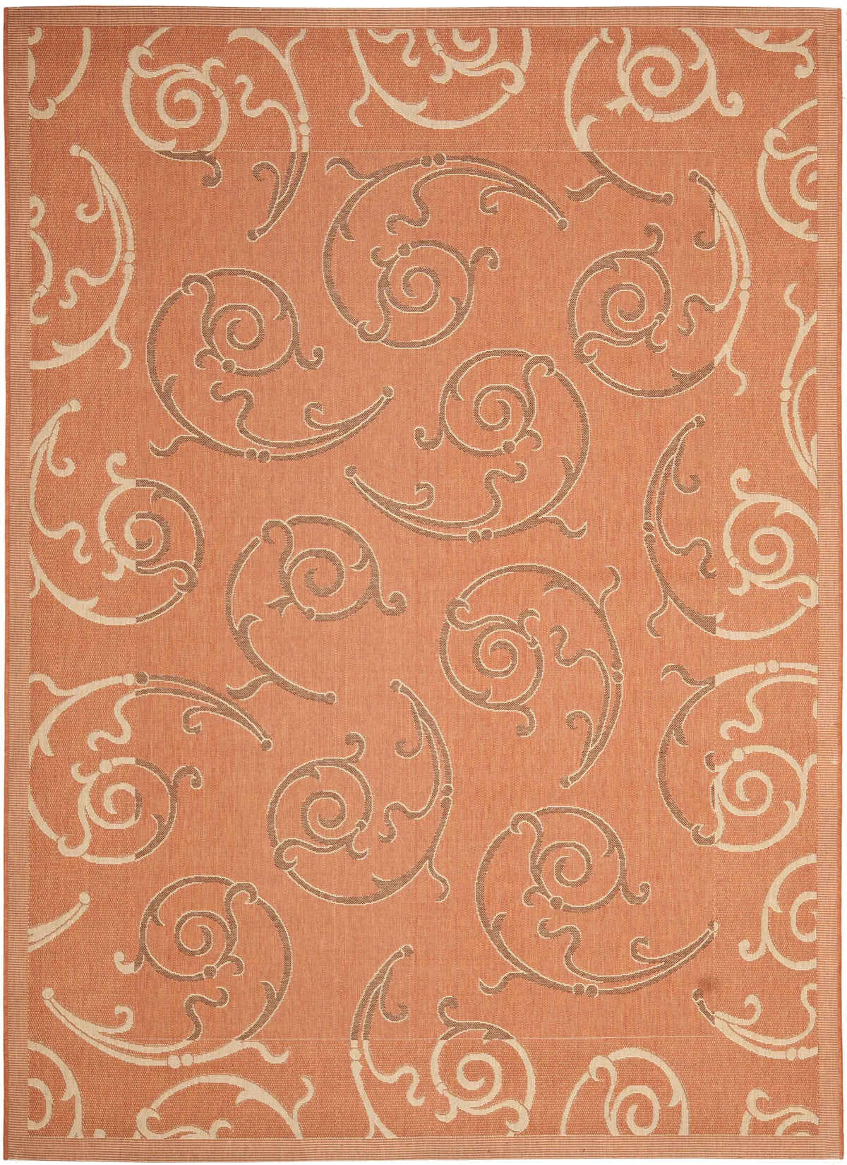Safavieh Courtyard 6'-7" x 9'-6" Rug in Terracotta / Cream