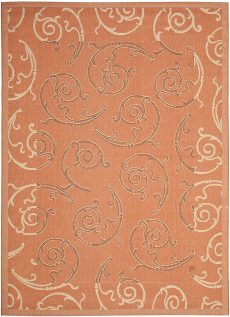 Safavieh Courtyard 6'-7" x 9'-6" Rug in Terracotta / Cream