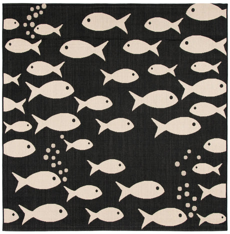 Safavieh Courtyard 6'-7" x 6'-7" Rug in Black / Beige