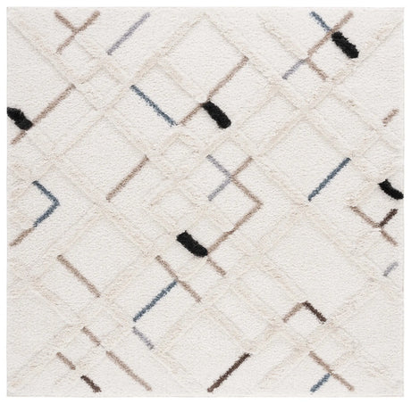 Safavieh Hi-Lo Shag 6'-7" x 6'-7" Rug in Light Beige / Beige