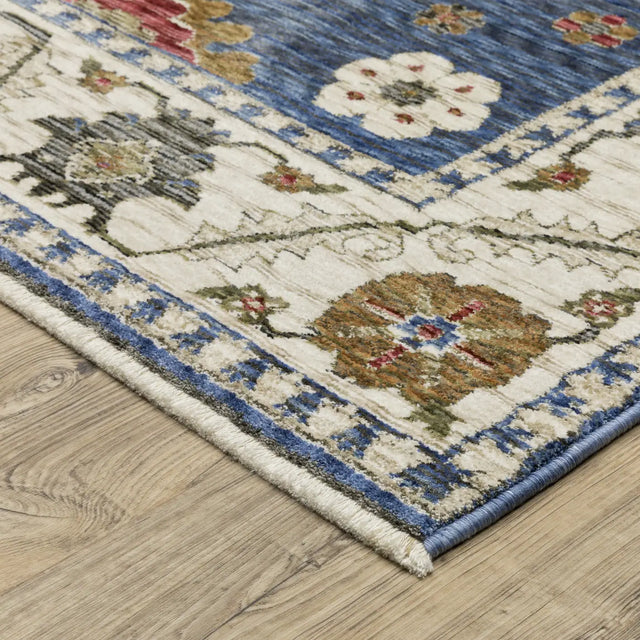 Oriental Weavers Sphinx HASTINGS HA06Z Blue Floral Rugs - corner detail