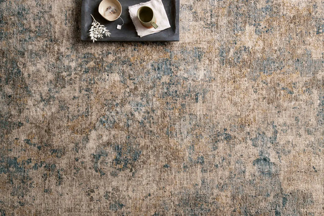 Loloi Gaia Gaa-03 Taupe/Denim Rugs - styled aerial 1