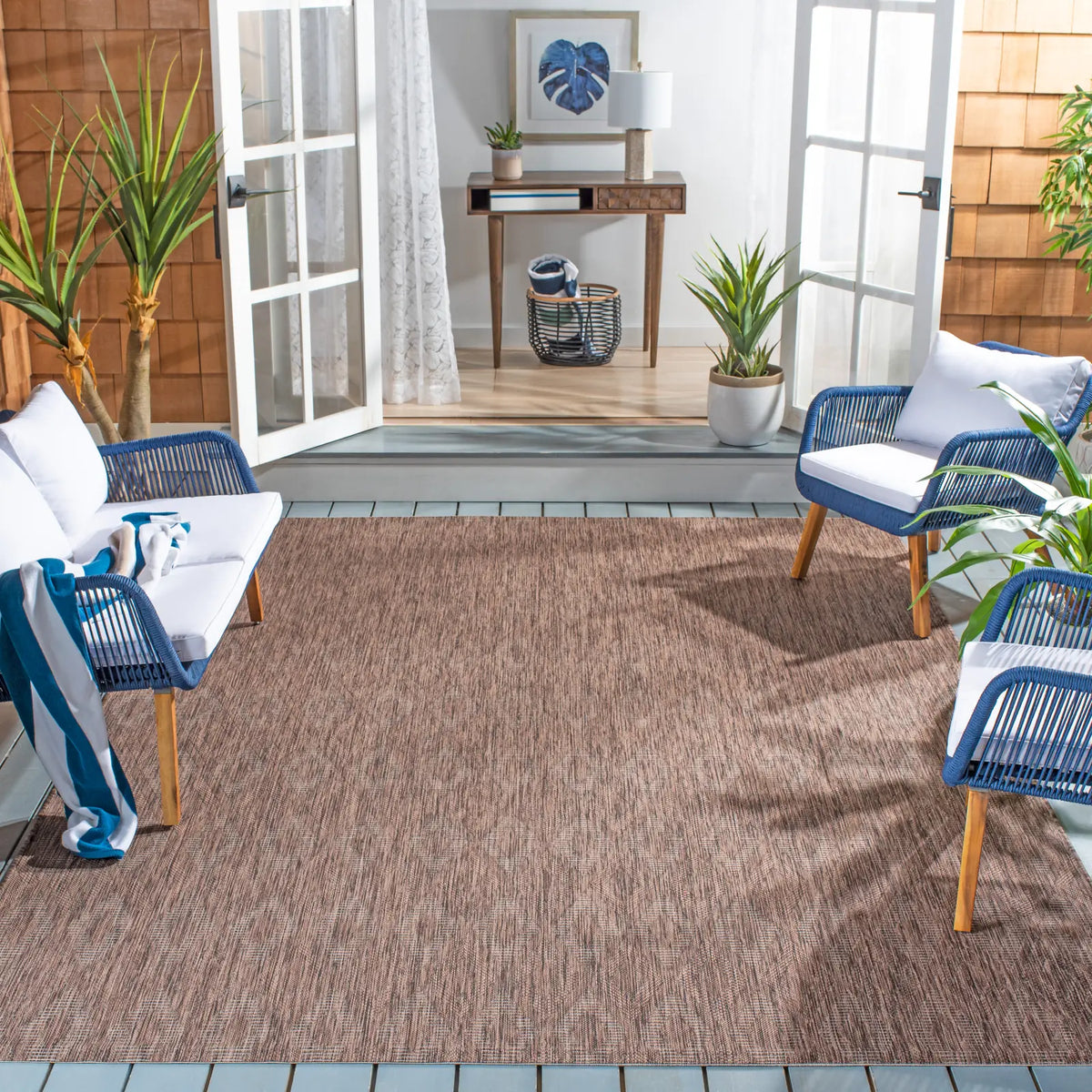 Safavieh Courtyard 10'-0" x 14'-0" Rug in Brown / Brown