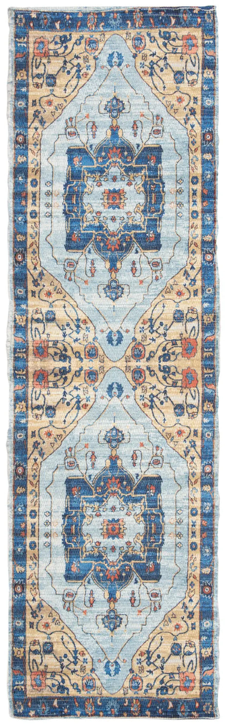 Safavieh Saffron 2'-3" x 8'-0" Rug in Turquoise / Navy