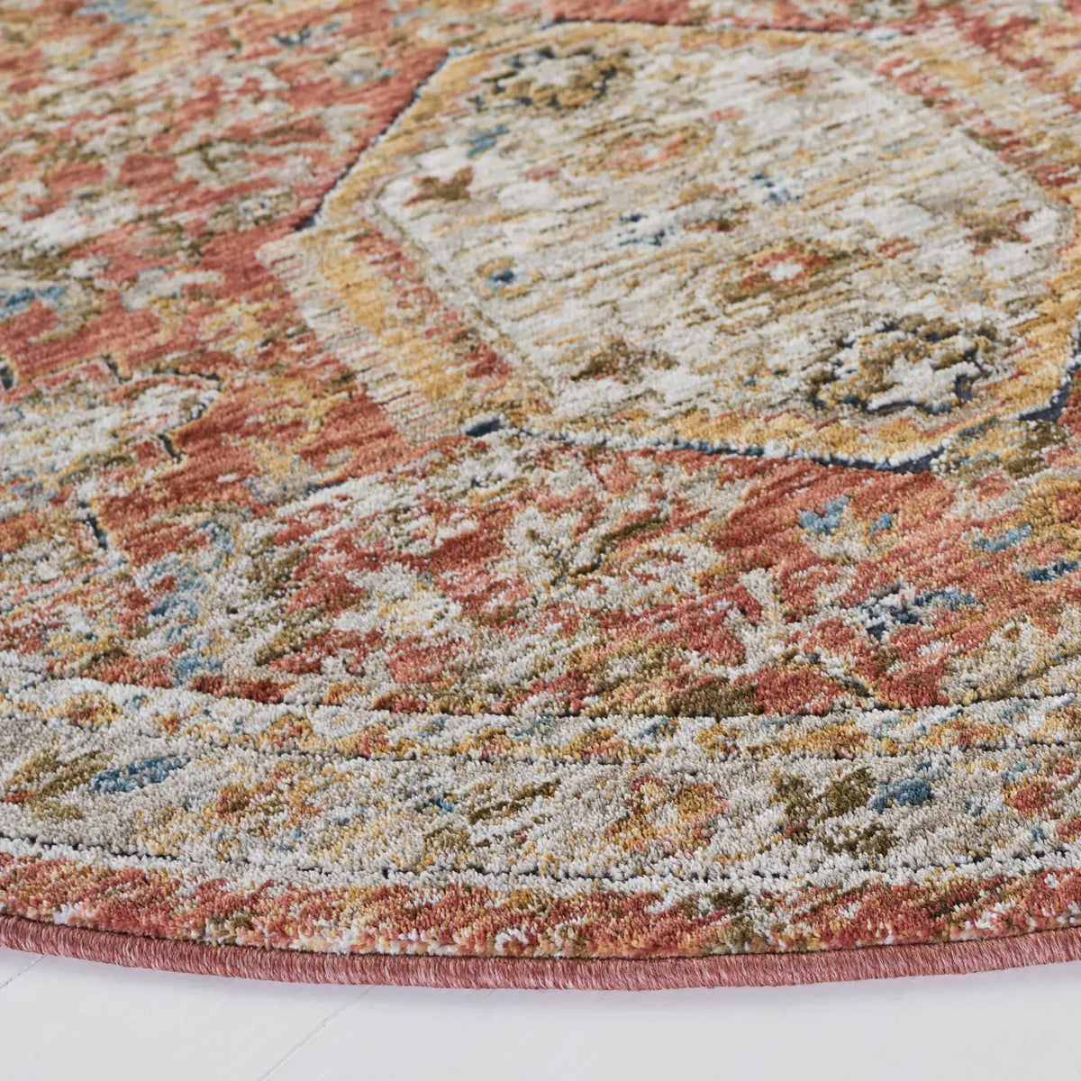Safavieh Silverado 6'-4" x 6'-4" Rug in Rust / Blue