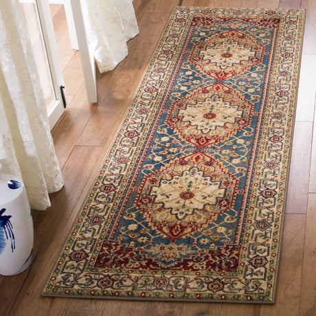 Safavieh Kashan 2'-6" x 10'-0" Rug in Ivory / Blue