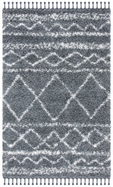 Safavieh Pro Lux Shag 400 4'-0" x 6'-0" Rug in Dark Grey / Ivory