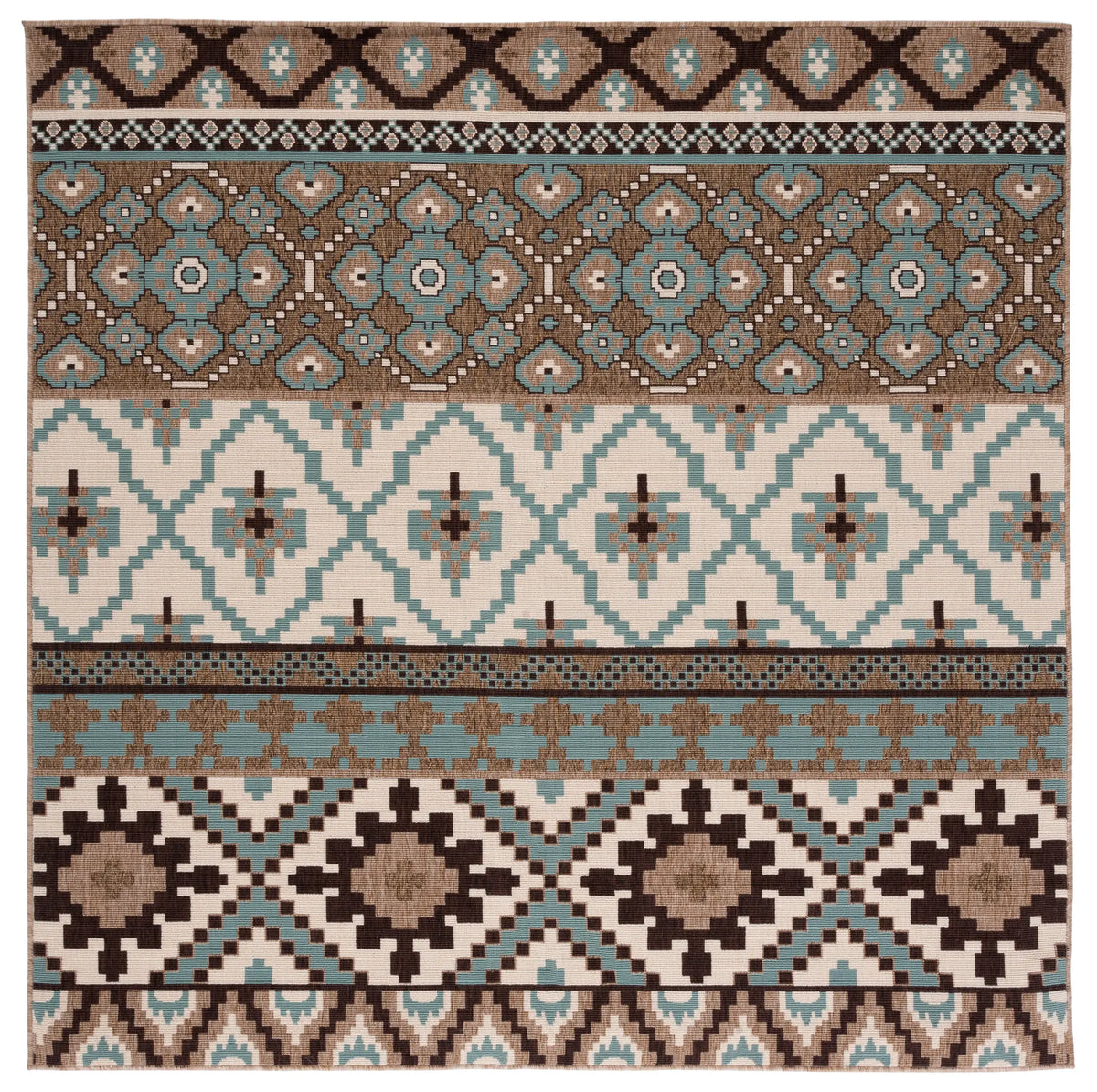 Safavieh Veranda 6'-7" x 6'-7" Rug in Creme / Brown