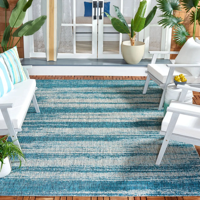 Safavieh Courtyard 6'-7" x 9'-6" Rug in Grey / Teal