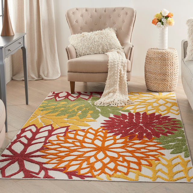 Nourison Aloha Alh05 Red Multi Colored Rug