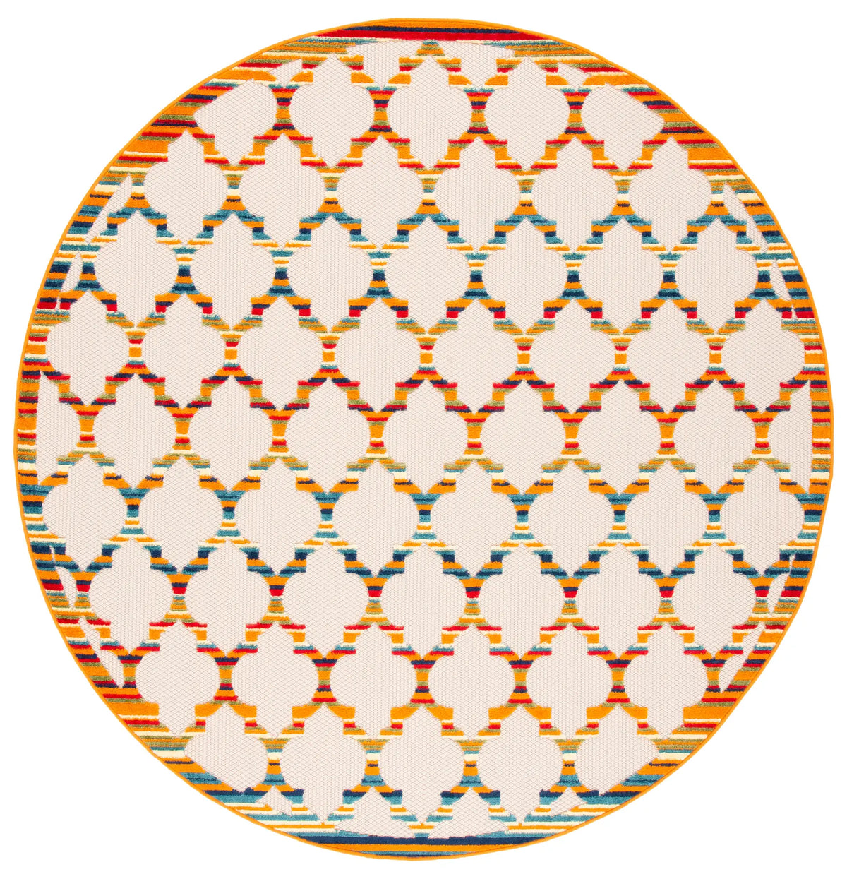 Safavieh Cabana 6'-7" x 6'-7" Rug in Ivory / Orange
