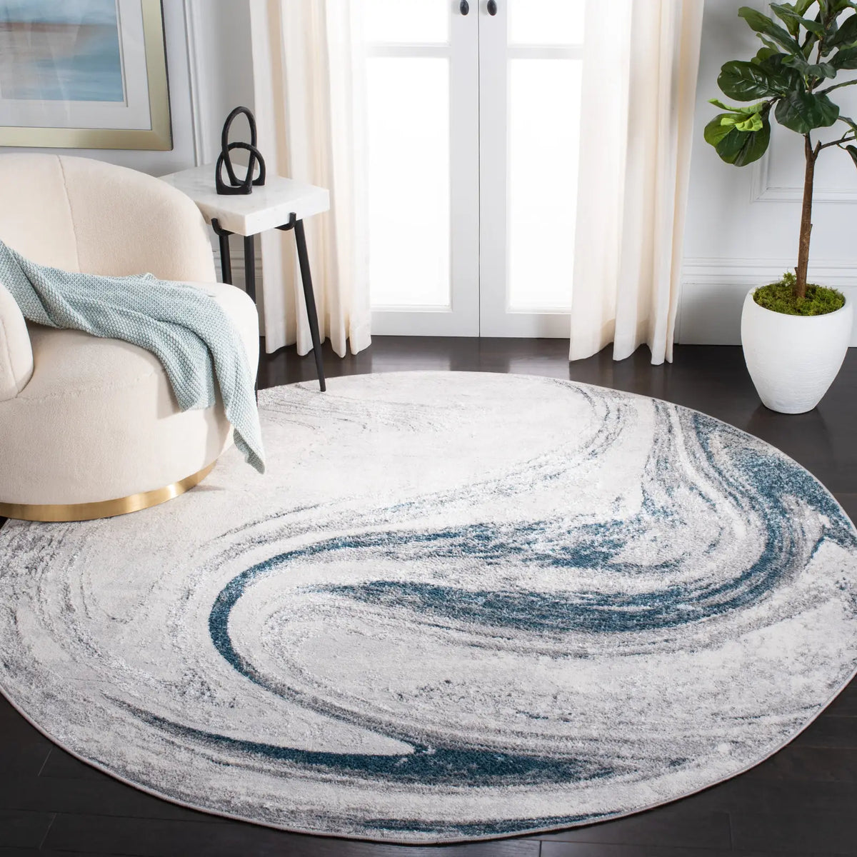 Safavieh Orchard 6'-7" x 6'-7" Rug in Grey / Blue