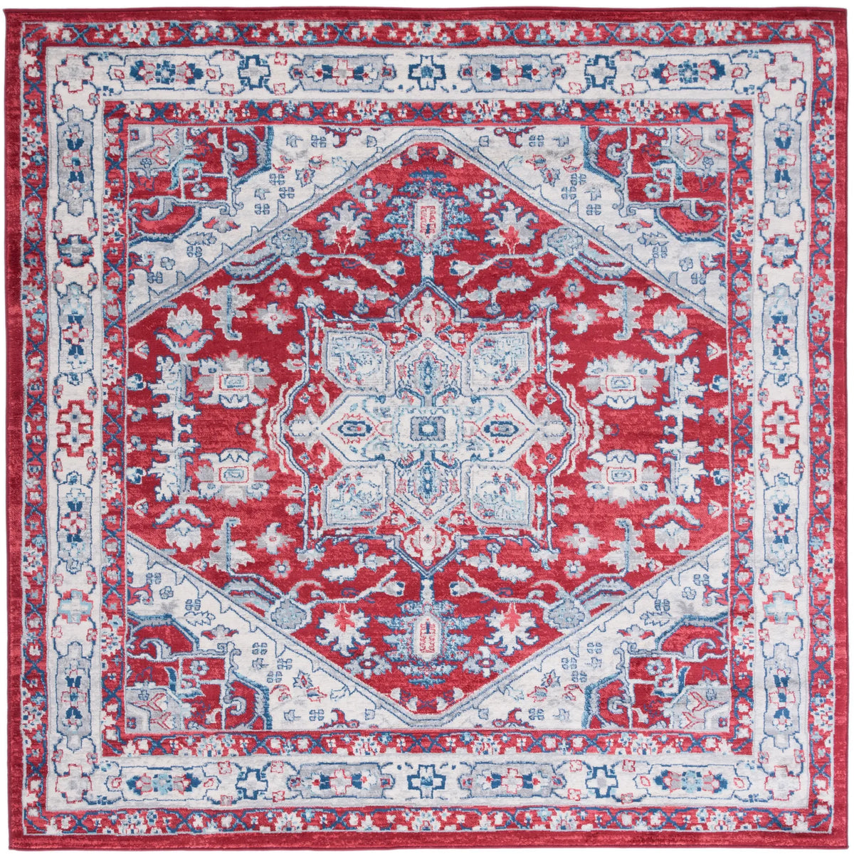 Safavieh Brentwood 6'-7" x 6'-7" Rug in Red / Ivory