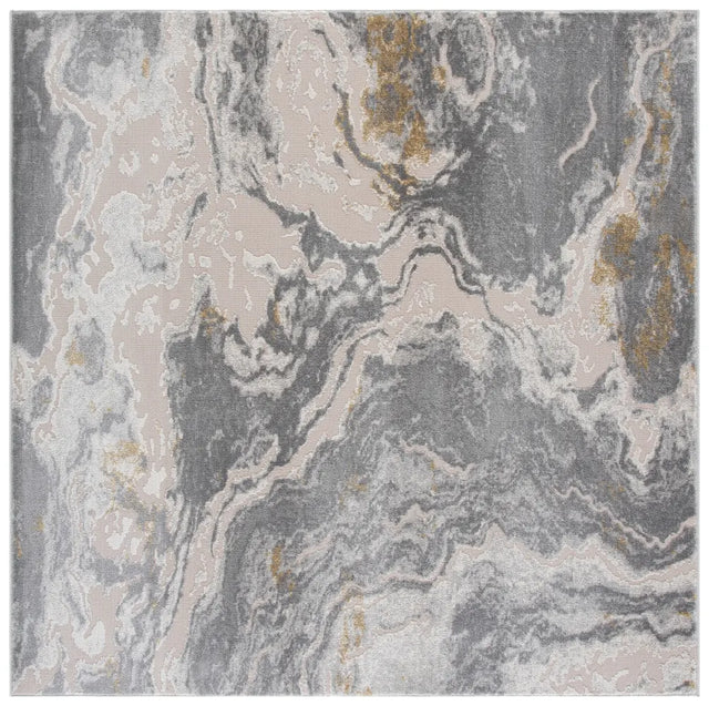 Safavieh Palma 6'-7" x 6'-7" Rug in Grey / Gold