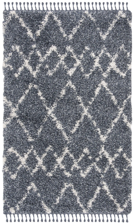 Safavieh Pro Lux Shag 400 4'-0" x 6'-0" Rug in Blue / Creme