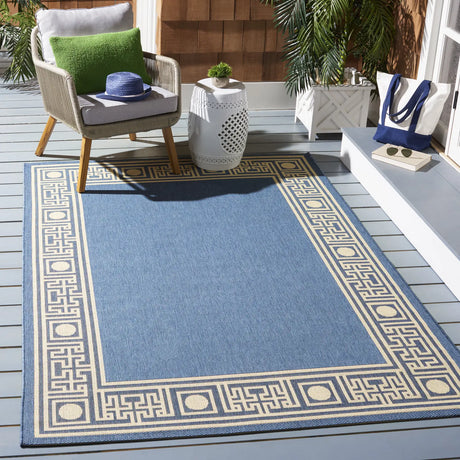 Safavieh Courtyard 4'-0" x 5'-7" Rug in Blue / Beige