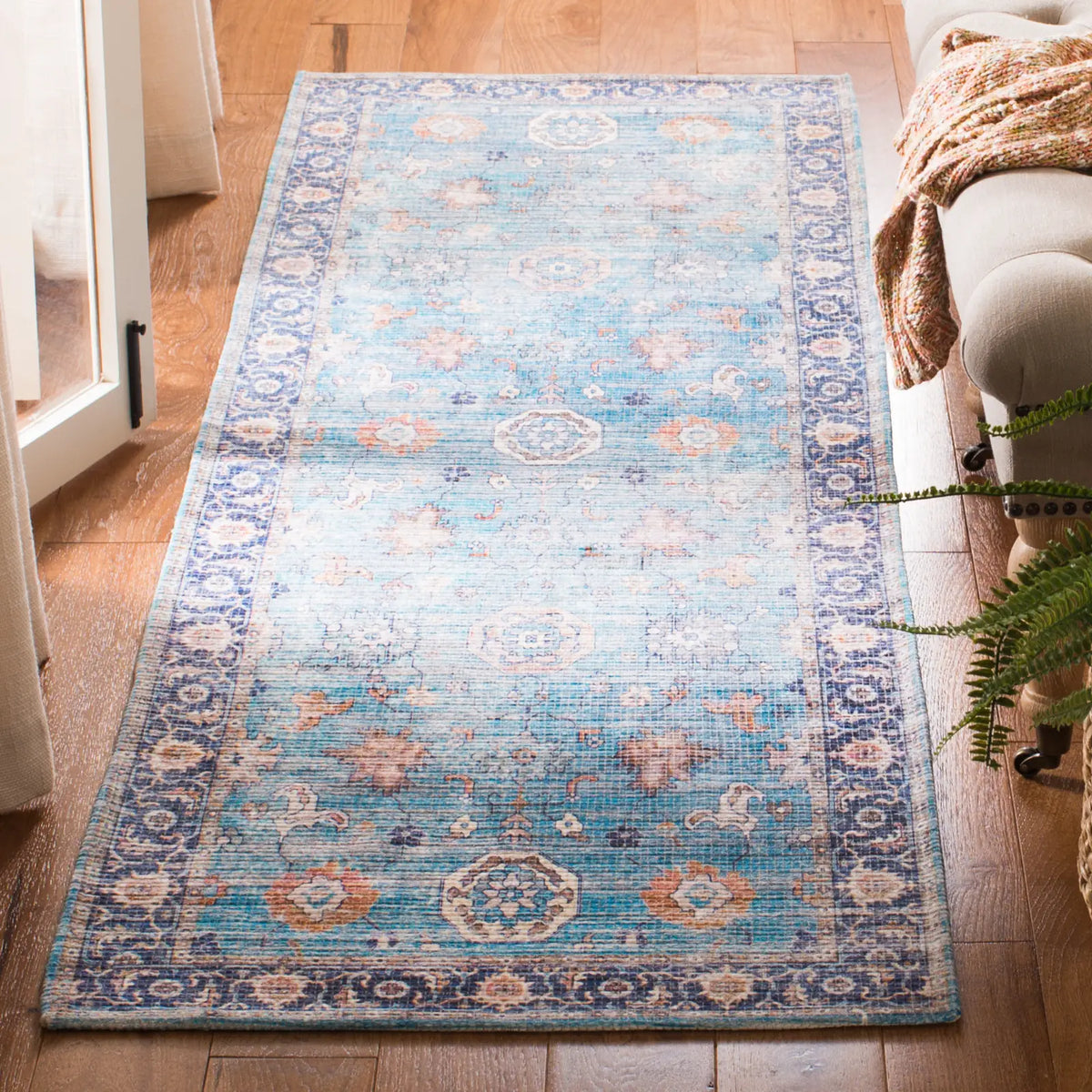 Safavieh Saffron 2'-3" x 8'-0" Rug in Aqua / Navy