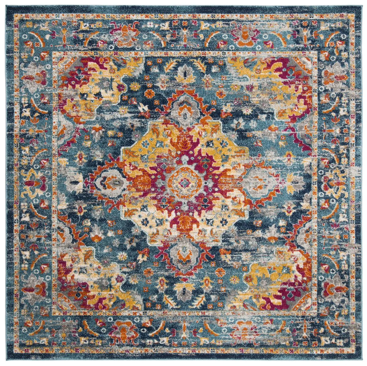 Safavieh Madison 6'-7" x 6'-7" Rug in Teal / Fuchsia