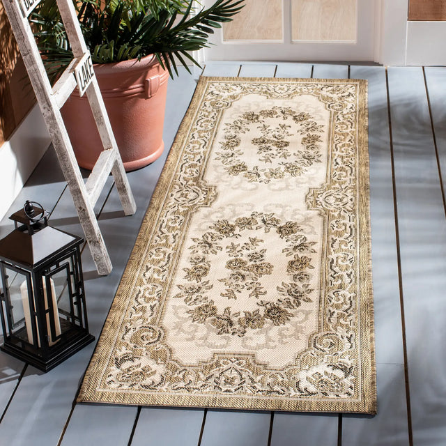 Safavieh Courtyard 2'-3" x 10'-0" Rug in Creme / Brown