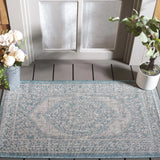 Safavieh Courtyard 2'-0" x 3'-7" Rug in Light Grey / Aqua
