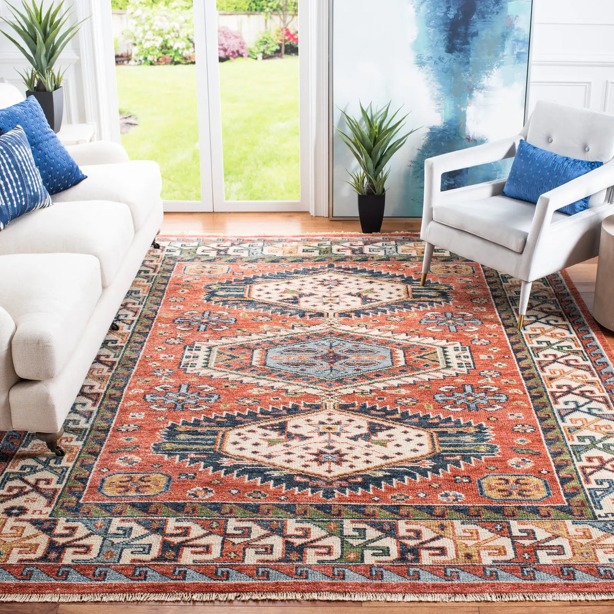 Safavieh Samarkand 10'-0" x 14'-0" Rug in Red / Beige