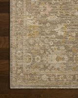 Loloi Elora ELR-04 Traditional Power Loomed Bark, Spice Rug - corner on wood