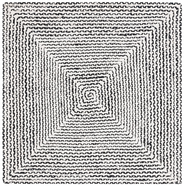 Safavieh Braided 6'-0" x 6'-0" Rug in Black / Ivory