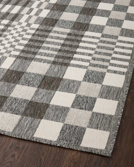 Loloi Rainier Rai-04 Ivory/Pebble Rug - angled corner on wood
