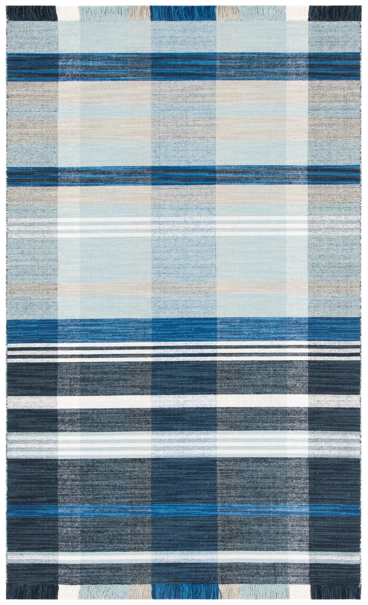 Safavieh Striped Kilim 4'-0" x 6'-0" Rug in Navy / Charcoal