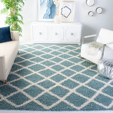 Safavieh Sgd-Dallas Shag 6'-0" x 9'-0" Rug in Seafoam / Ivory