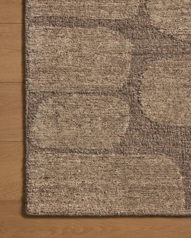 Loloi Hartley HRT-05 Brown / Taupe Rug - corner on wood