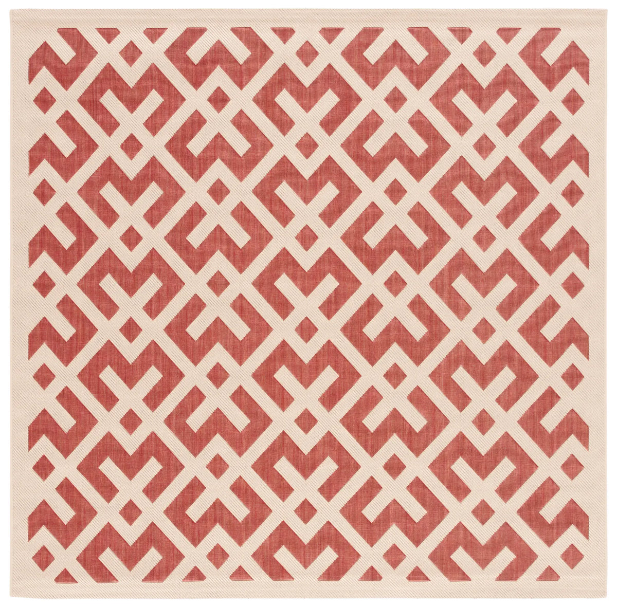 Safavieh Courtyard 6'-7" x 6'-7" Rug in Red / Bone