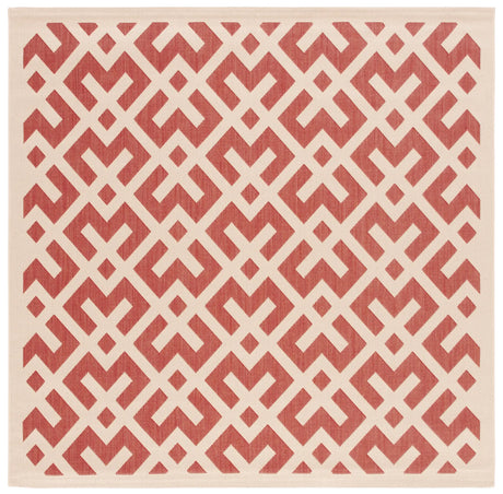 Safavieh Courtyard 6'-7" x 6'-7" Rug in Red / Bone
