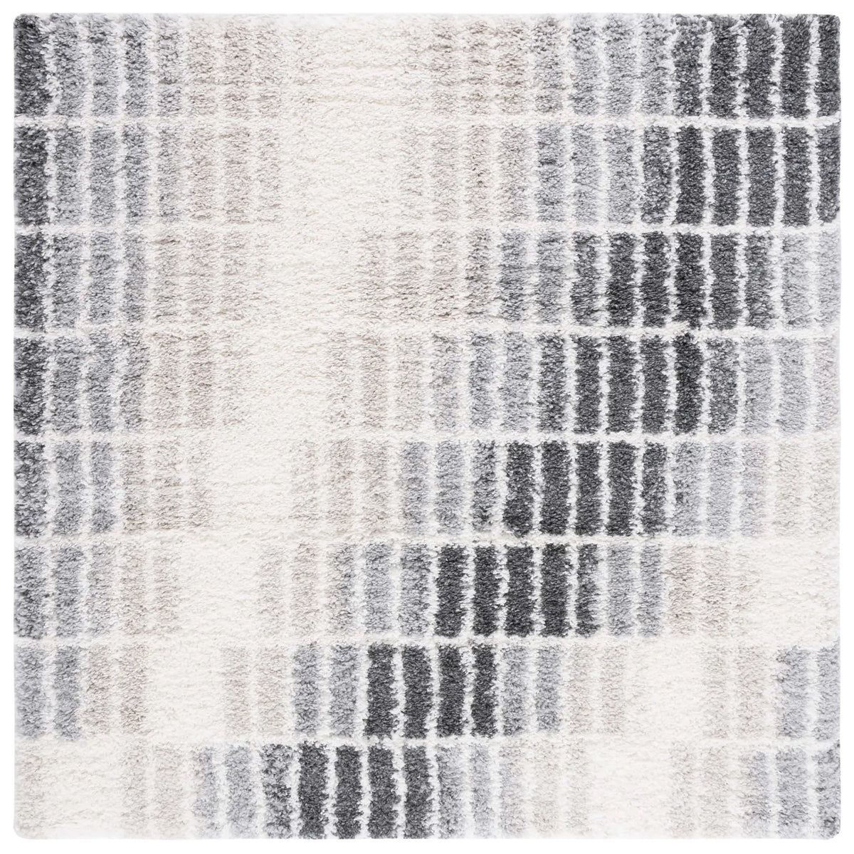 Safavieh Fontana Shag  800 6'-7" x 6'-7" Rug in Ivory / Grey