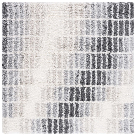 Safavieh Fontana Shag  800 6'-7" x 6'-7" Rug in Ivory / Grey