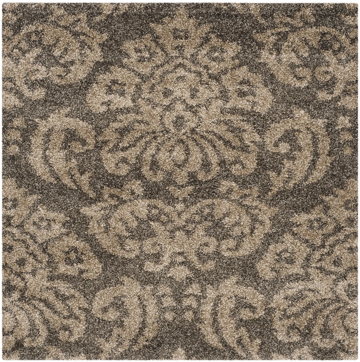 Safavieh Florida Shag 4'-0" x 4'-0" Rug in Smoke / Beige
