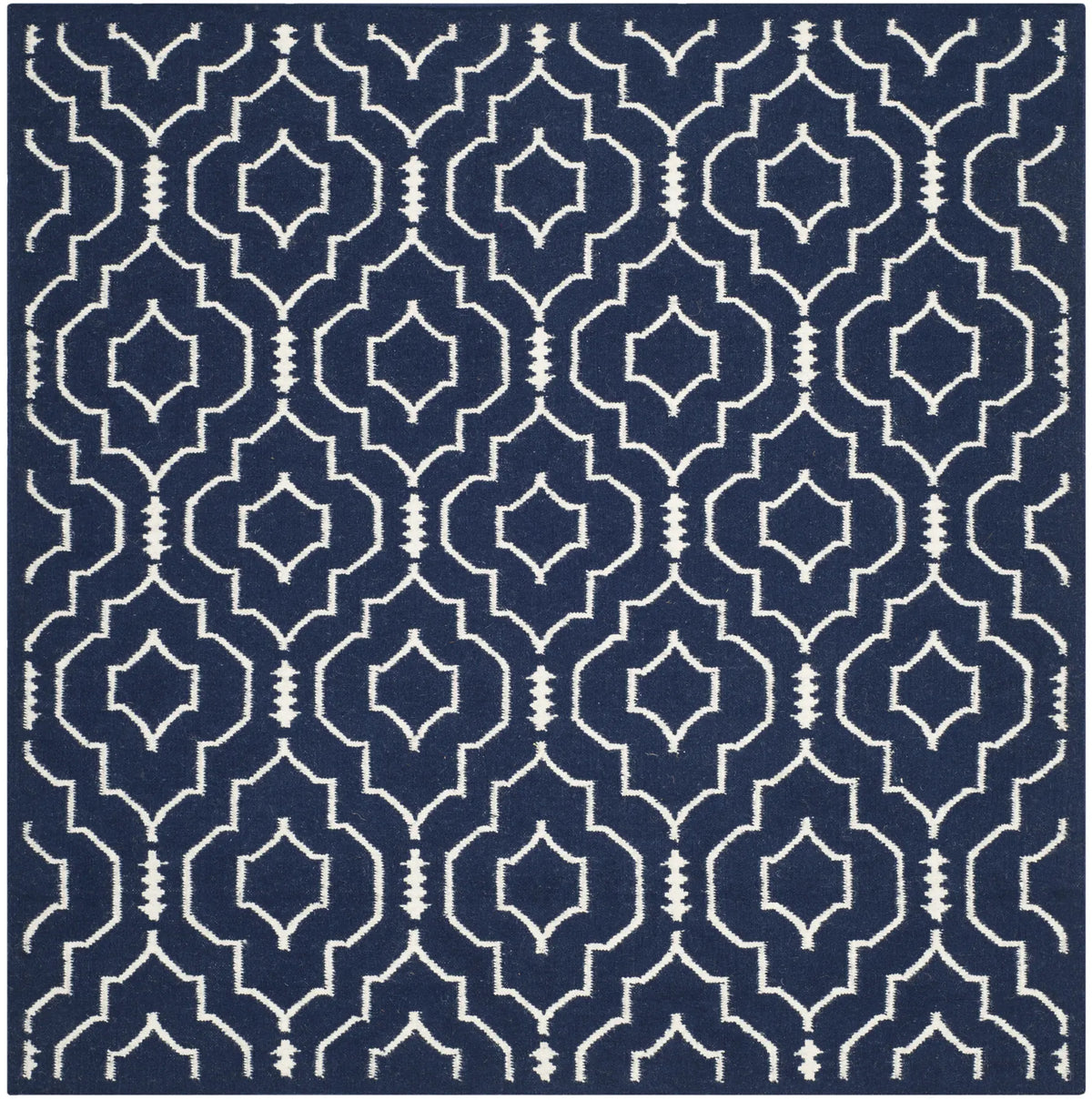 Safavieh Dhurries 6'-0" x 6'-0" Rug in Navy / Ivory
